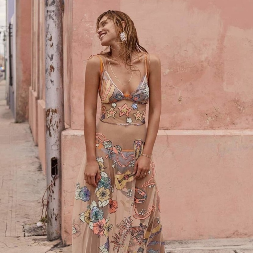 NWT For Love & Lemons Cuba Dress in Parrot